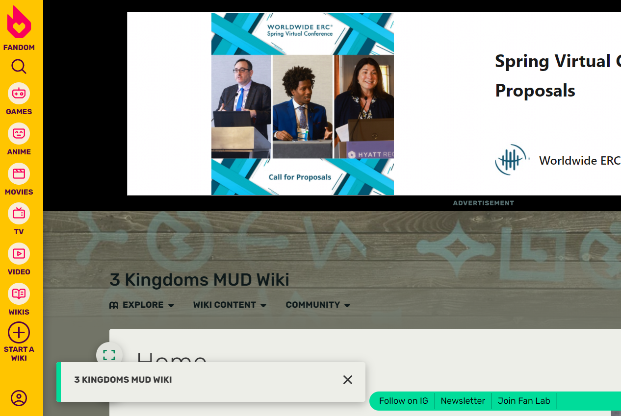 screenshot of three kingdoms fandom site