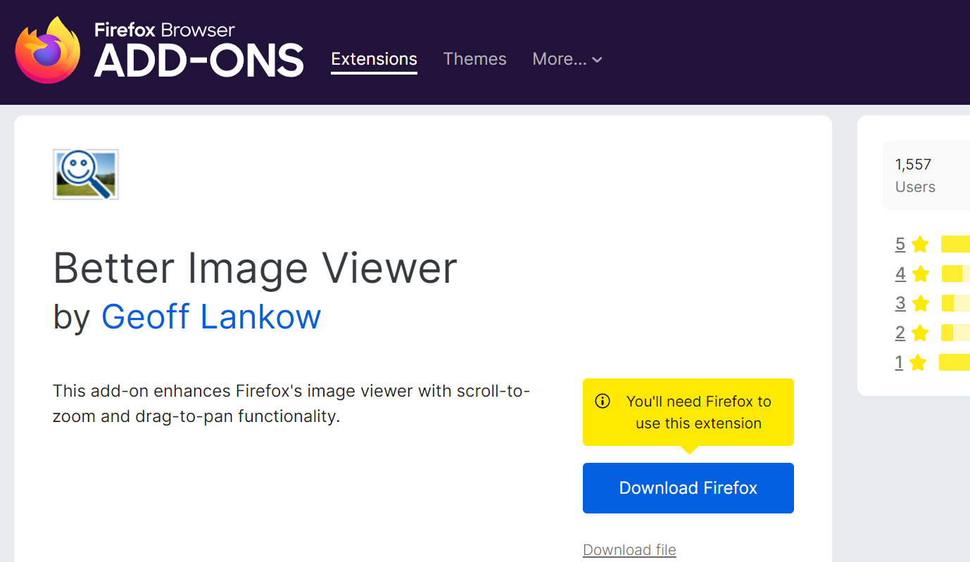 screenshot of the firefox image viewer site